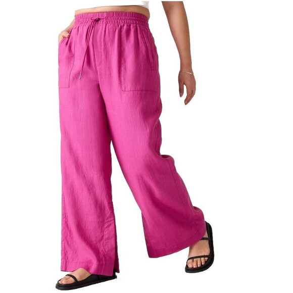 Athleta Pants - Athleta Retreat Wide Leg Linen Pants Pink Travel Women’s Size 3X NWT’s